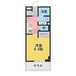 グランスタシオン宮上1 1Kの間取図画像