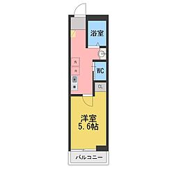 メルラス相模原 1Kの間取図画像