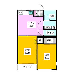 ストリーム橋本 2LDKの間取図画像