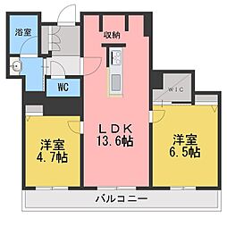 カルム 2LDKの間取図画像