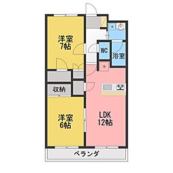 ヴィーヴル橋本 2LDKの間取図画像