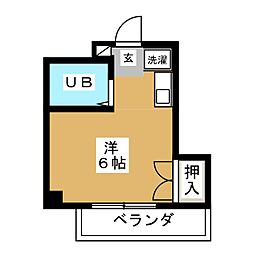ロックヒル ワンルームの間取図画像