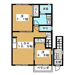 リヴェール 2LDKの間取図画像