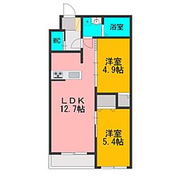 ラ・フレーズ橋本 2LDKの間取図画像