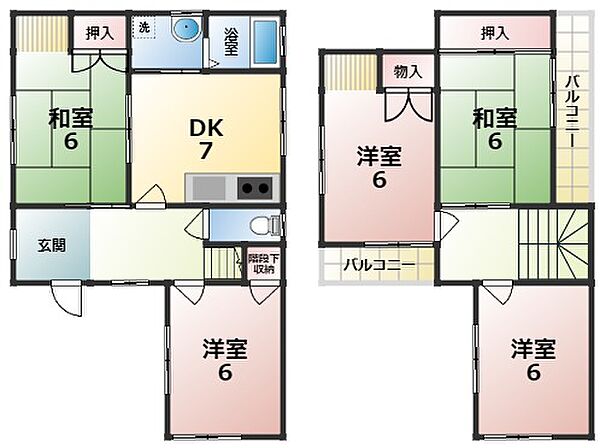 Yellow House ｜奈良県天理市荒蒔町(賃貸一戸建5DK・1階・89.91㎡)の写真 その2