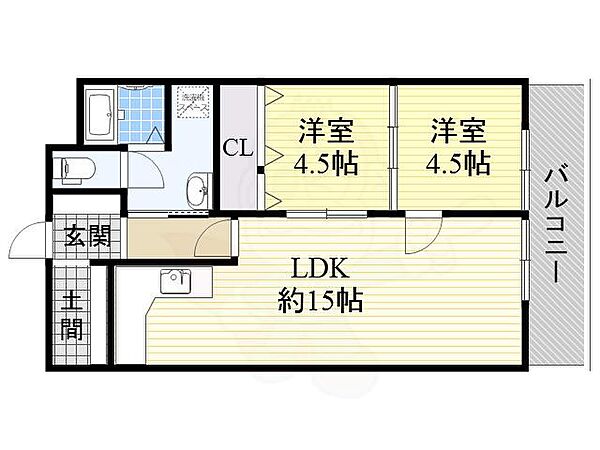 第二ハイツ幸和 ｜大阪府豊中市上新田３丁目(賃貸マンション2LDK・3階・56.00㎡)の写真 その2