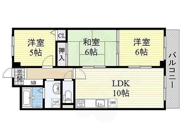 アムール桃山台 ｜大阪府豊中市上新田４丁目(賃貸マンション3LDK・3階・61.00㎡)の写真 その2