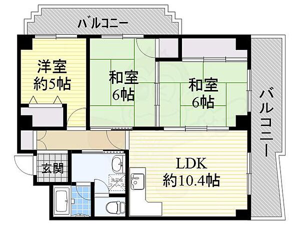 パークビュー橋 ｜大阪府吹田市南金田２丁目(賃貸マンション3LDK・2階・65.02㎡)の写真 その2