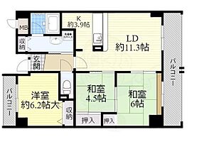 フレスコ21  ｜ 大阪府豊中市浜１丁目28番34号（賃貸マンション3LDK・2階・70.66㎡） その2