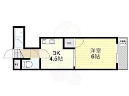 ソシオ塚本ハイツ 2階1DKの間取り