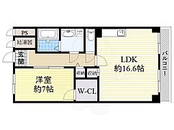 千里ハイツ 1LDKの間取図画像