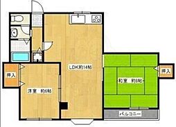 パレス江坂 2LDKの間取図画像