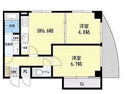 メゾン・ド・フルール 2DKの間取図画像