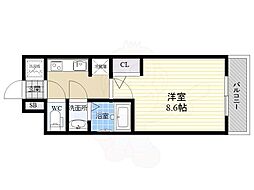 エスレジデンス江坂エミネンス 1Kの間取図画像