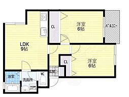 ハイツフルール 2LDKの間取図画像