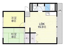 池上ハイツ 2LDKの間取図画像