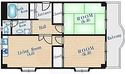 第2山本マンション 2LDKの間取図画像