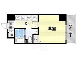 ハピネス江坂 1Kの間取図画像
