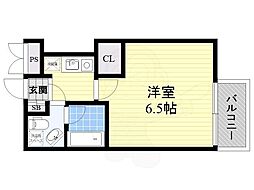 アスール江坂3rd 1Kの間取図画像