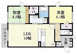 サンフラワー千里王子 2LDKの間取図画像