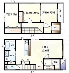玉井町新築メゾネット物件 3LDKの間取図画像