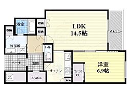シエリアタワー千里中央 1LDKの間取図画像