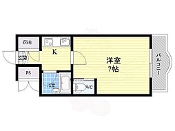 リブレ吹田 1Kの間取図画像