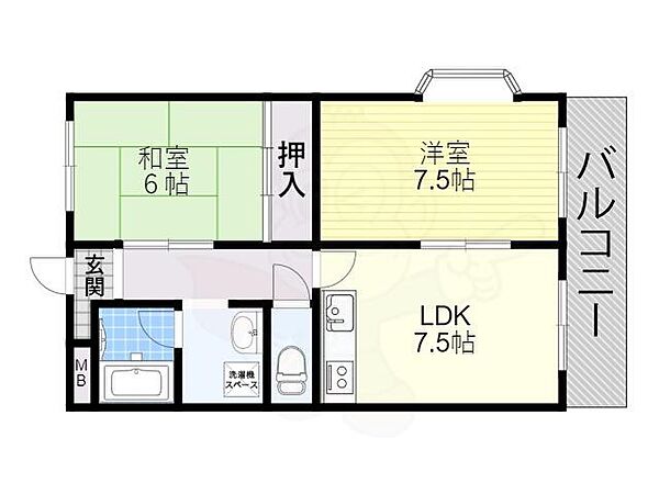 アメニティライフ荻野 ｜兵庫県伊丹市荻野２丁目(賃貸マンション2DK・4階・51.30㎡)の写真 その2