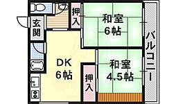 阪上文化 2DKの間取図画像