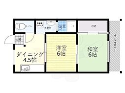 シティコート春日丘 2階2Kの間取り