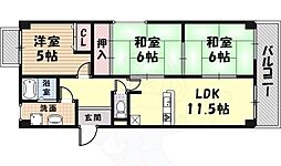 メゾンドーレ野間南 3LDKの間取図画像