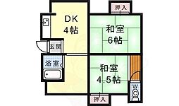 伊丹親和パンション 2DKの間取図画像
