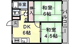 クリーンハイツ 2DKの間取図画像