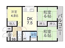 サンヴィラTY 3DKの間取図画像