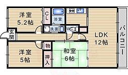 ラルジュ宝塚 3LDKの間取図画像