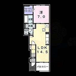 伊丹市鴻池2丁目アパート 1LDKの間取図画像