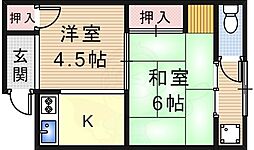 第一旭荘 2DKの間取図画像