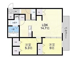 MaisondeMatsu 2LDKの間取図画像
