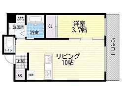 伊丹市中央4丁目マンション 1LDKの間取図画像