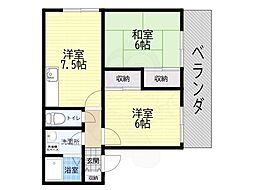 オンゼハウス金岡B棟 2DKの間取図画像
