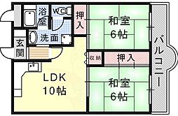 南本町ホビーハイツ 2LDKの間取図画像