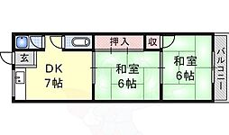 富士住宅 2DKの間取図画像