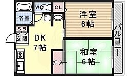サンハイム 2DKの間取図画像