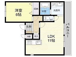 アドラブール伊丹 1LDKの間取図画像