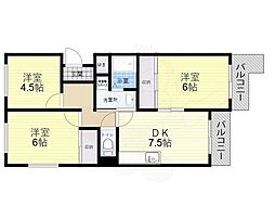 アビタ・コア3棟 3DKの間取図画像