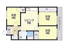 瑞ケ丘ハイツ 3DKの間取図画像