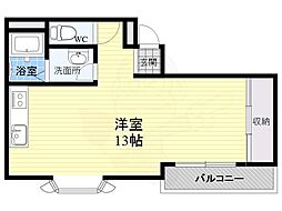 パラシオ中少路 ワンルームの間取図画像