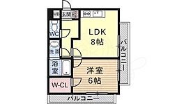コンフィメゾン中山寺 1LDKの間取図画像