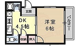 ロイヤル伊丹 1DKの間取図画像