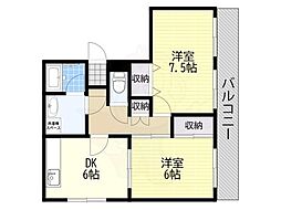 瑞穂町マンション 2DKの間取図画像